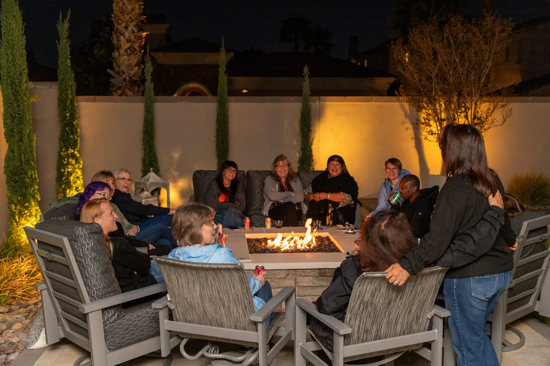 Conference VIPs Gathering Around a Fire
